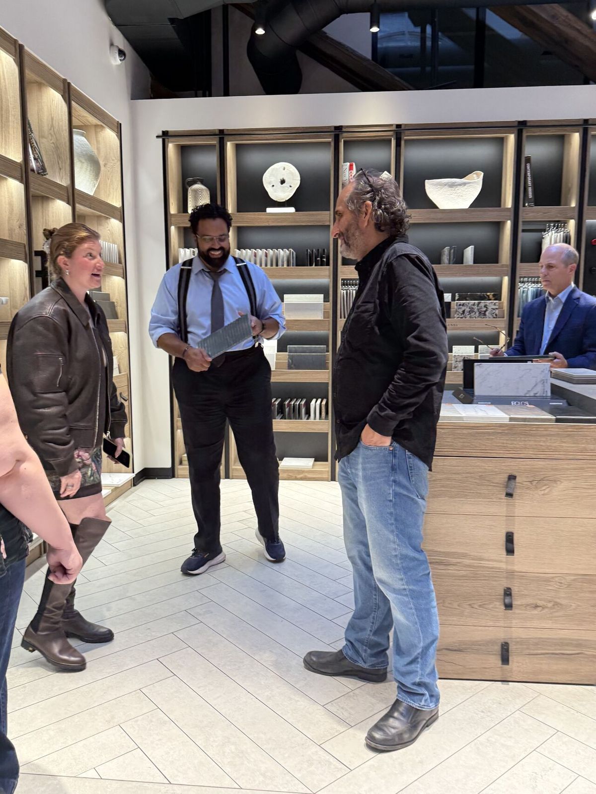 ALA members look over surface samples with the Cosentino team.